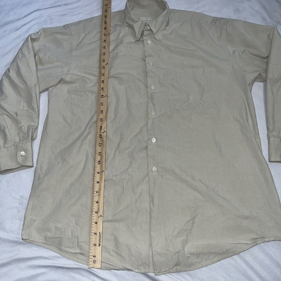 men's ermenegildo zegna Tan Button Front Long Sleeve Shirt Small 46 16.5 - Picture 8 of 12